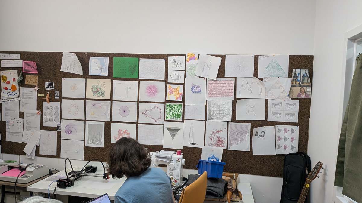 A picture of the pen plotter wall.