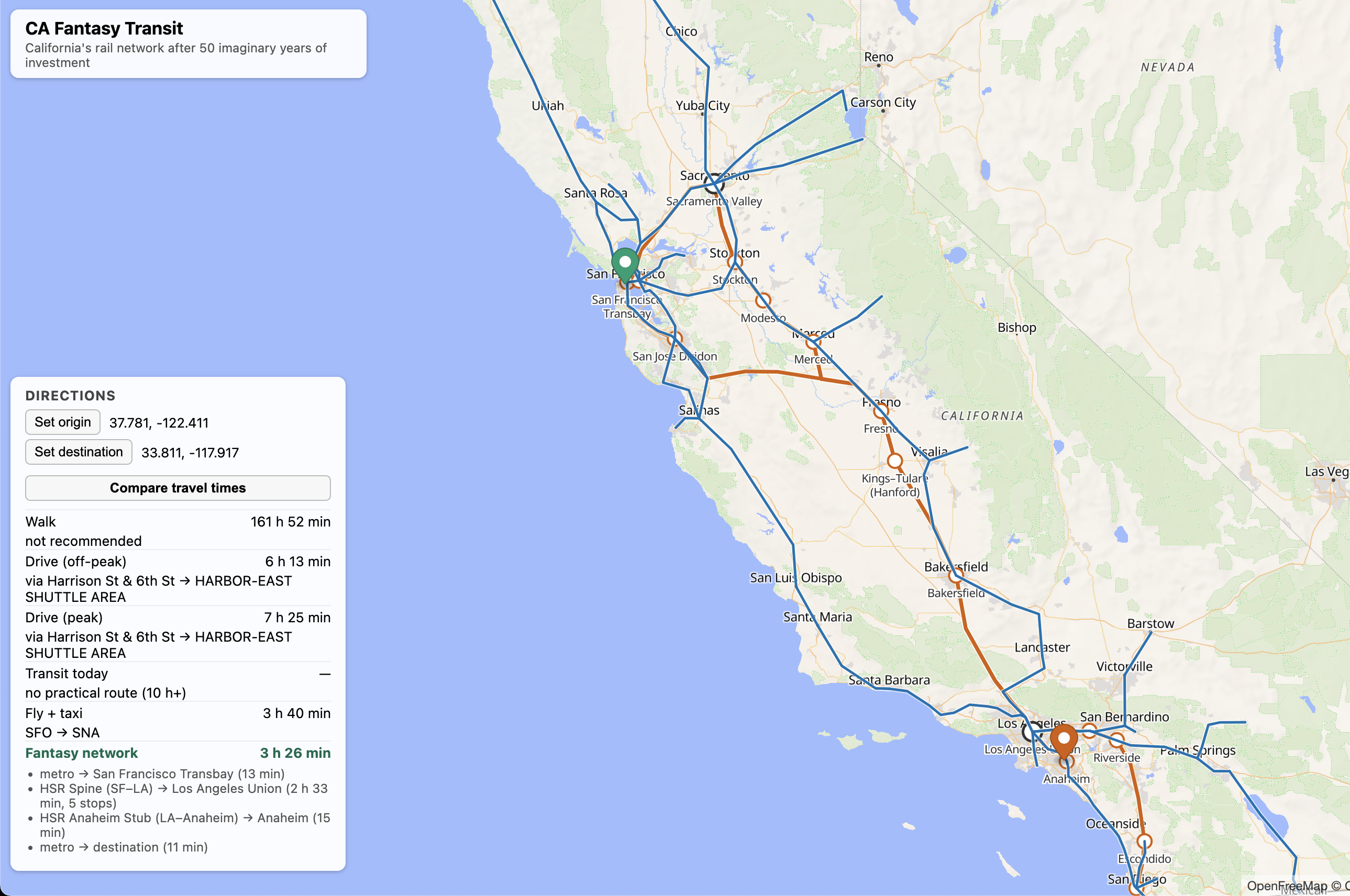 CA Fantasy Transit rail network map